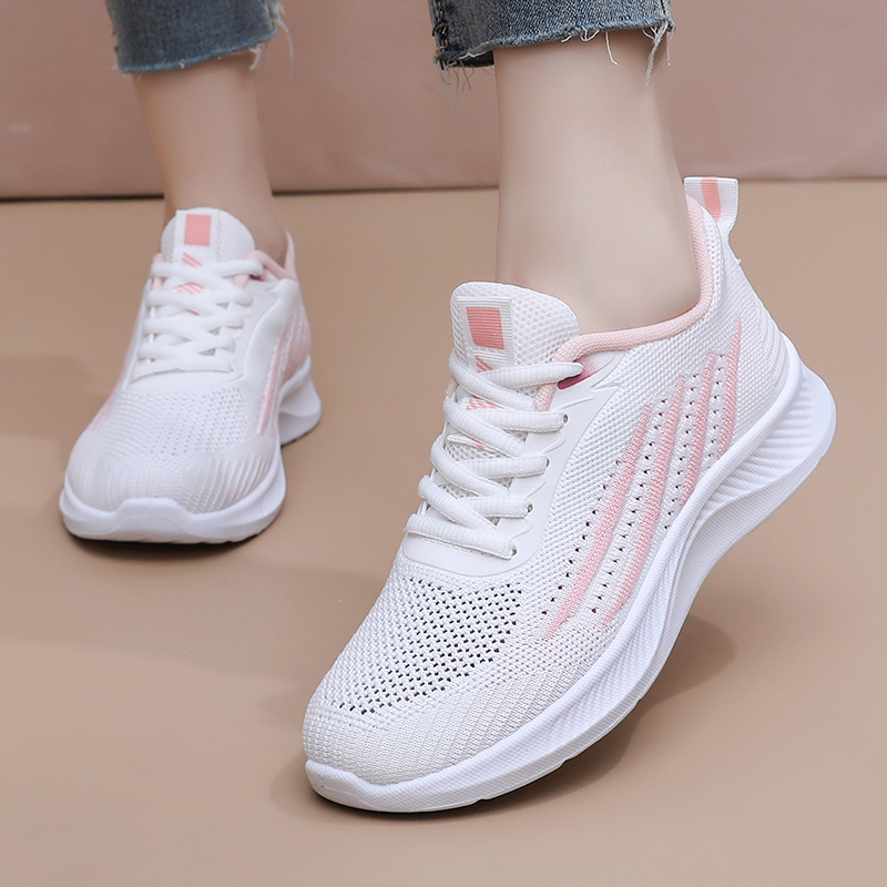 Women Autumn Mesh Casual Sneak - Knit Fabric Lace Up Sneakers 评论和价格