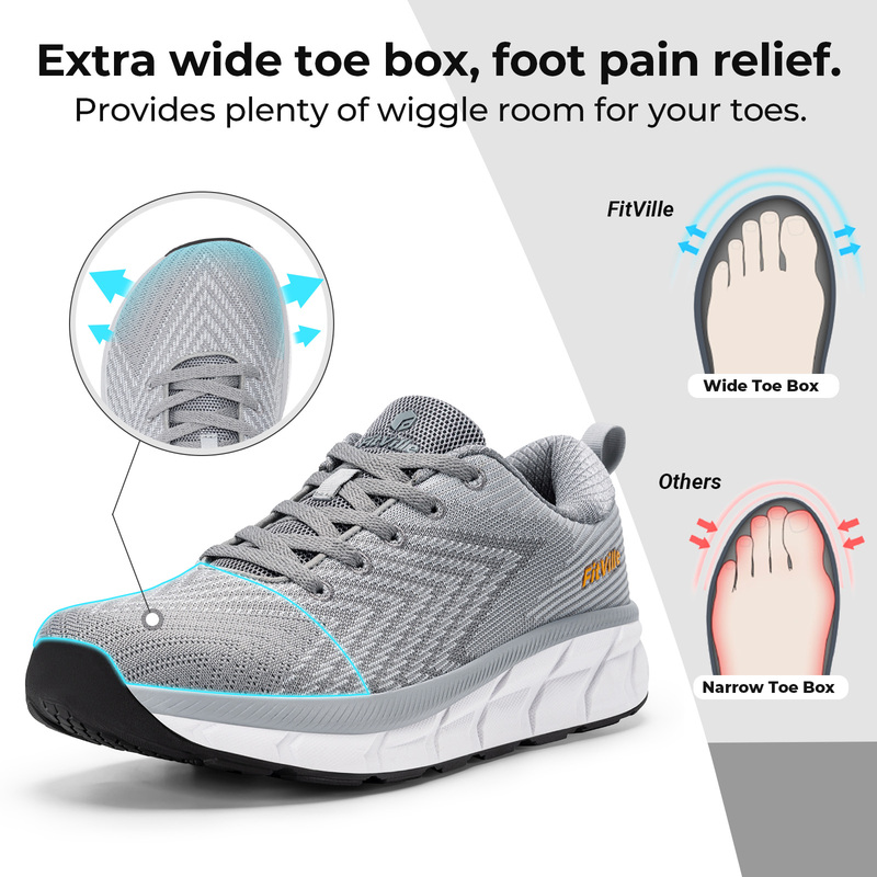 FitVille Mens Wide Fit Trainer - Breathable Mesh Athletic Shoes 评论和价格